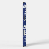 Zeilen Illustratief Patroon Wit+Navy Blauw Case-Mate iPhone Case (Achterkant / Rechts)