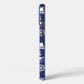 Zeilen Illustratief Patroon Wit+Navy Blauw Case-Mate iPhone Case (Achterkant / Links)