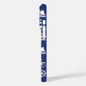 Zeilen Illustratief Patroon Wit+Navy Blauw Case-Mate iPhone Case (Achterkant / Links)