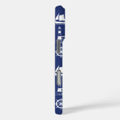 Zeilen Illustratief Patroon Wit+Navy Blauw Case-Mate iPhone Case (Achterkant / Rechts)