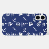 Zeilen Illustratief Patroon Wit+Navy Blauw Case-Mate iPhone Case (Achterkant (horizontaal))