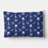 Zeilen Illustratief Patroon Wit+Navy Blauw Etui (Achterkant)