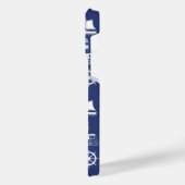 Zeilen Illustratief Patroon Wit+Navy Blauw iPhone Hoesje (Linkerkant)