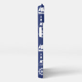 Zeilen Illustratief Patroon Wit+Navy Blauw iPhone Hoesje (Rechterkant)