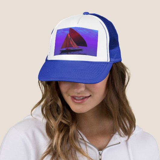 Zeilen in de blauwe trucker hoed pet (In situ)