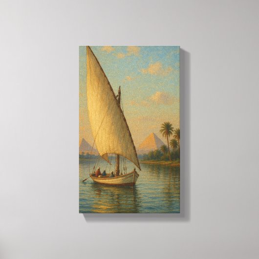 Zeilen in de geschiedenis van de Nijl en piramides Canvas Afdruk (Voorkant)