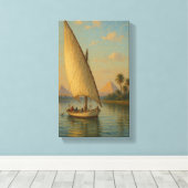Zeilen in de geschiedenis van de Nijl en piramides Canvas Afdruk (Insitu (Houten vloer))