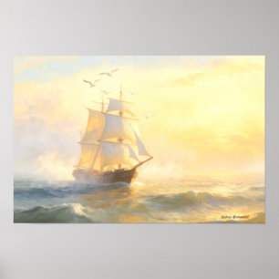 Zeilen in de gouden nevel poster