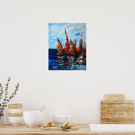 Zeilen in de haven a bainet 2009 poster (Keuken)