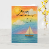 Zeilen in de Liefde – Regenboogzee jubileum LGBTQ+ Kaart (Gele Bloem)