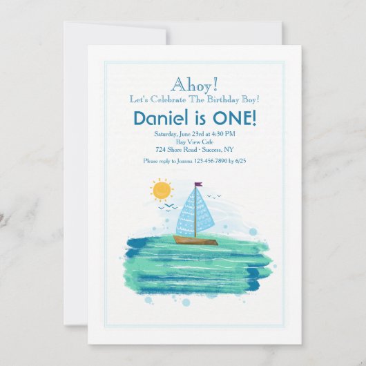 Zeilen in de Zonneschijn Uitnodiging (Voorkant)