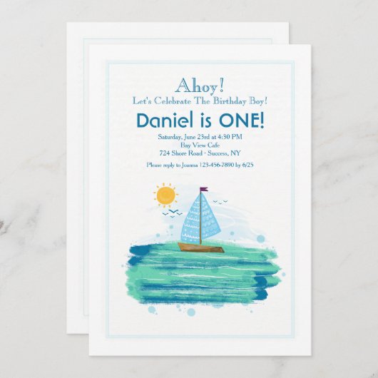 Zeilen in de Zonneschijn Uitnodiging (Voorkant / Achterkant)