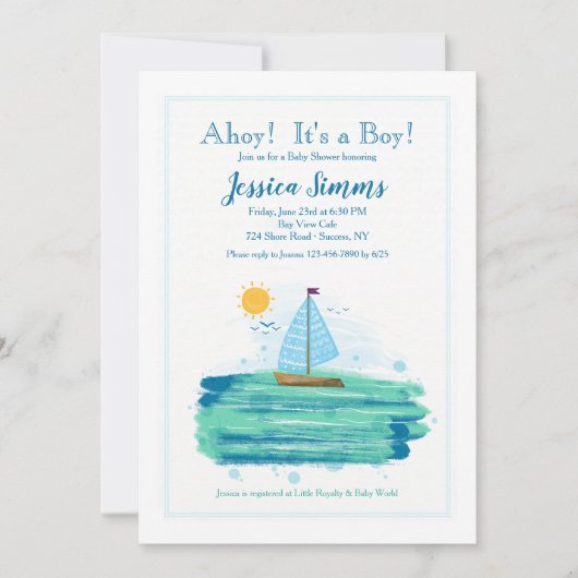 Zeilen in de Zonneschijn Uitnodiging (Voorkant)