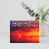 Zeilen in de zonsondergang briefkaart (Staand voorkant)