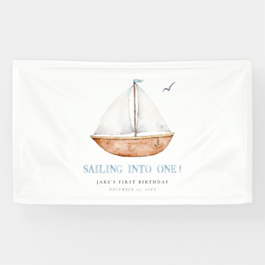 Zeilen in een nautische verjaardagsbanner spandoek (Horizontaal)