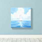 Zeilen in het blauw | Kust zeilboot oceaan schilde Canvas Afdruk (Insitu (Houten vloer))