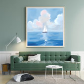 Zeilen in het blauw | Kust zeilboot oceaan schilde Poster