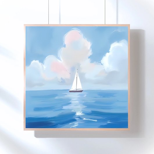 Zeilen in het blauw | Kust zeilboot oceaan schilde Poster