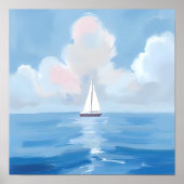 Zeilen in het blauw | Kust zeilboot oceaan schilde Poster (Voorkant)