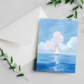 Zeilen in het blauw | Kust Zeilboot Ocean Painting Briefkaart