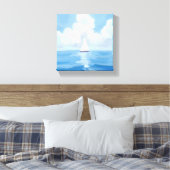 Zeilen in het blauw | Kust Zeilboot Ocean Painting Canvas Afdruk (Insitu (Slaapkamer))