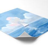 Zeilen in het blauw | Kust Zeilboot Ocean Painting Poster (Hoek)