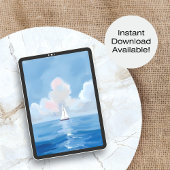 Zeilen in het blauw | Kust Zeilboot Ocean Painting Poster