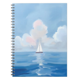 Zeilen in het blauw   Kustzeilboot Oceaan Schilder Notitieboek