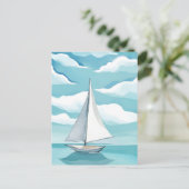 Zeilen in het blauw | Waterverf Aqua Ocean Waves Briefkaart (Staand voorkant)