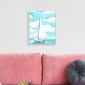 Zeilen in het blauw | Waterverf Aqua Ocean Waves Canvas Afdruk (Insitu (Woonkamer))