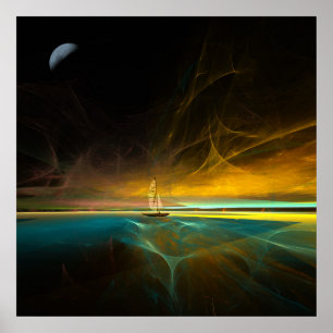 Zeilen in magisch moonlicht poster