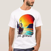 Zeilen in Noorwegen met Vikingschip T-shirt (Voorkant)