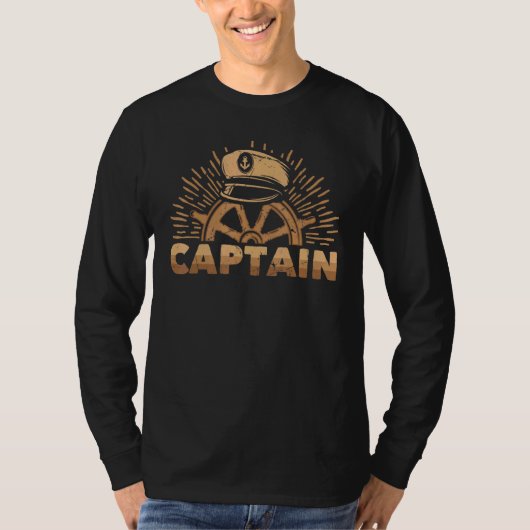Zeilen - Kapitein - Schip - Zonsondergang - Wiel - T-shirt (Voorkant)