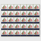 Zeilen Kerstcadeau Cadeaupapier (Vlak)