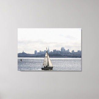 Zeilen langs de skyline van San Francisco Canvas Afdruk