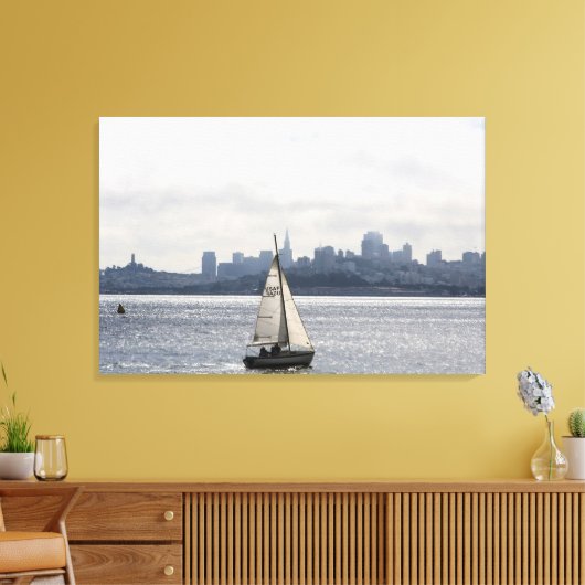 Zeilen langs de skyline van San Francisco Canvas Afdruk (Insitu (Woonkamer))