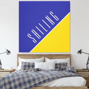 ZEILEN Modern marine vlootblauw en helder geel kle Canvas Afdruk