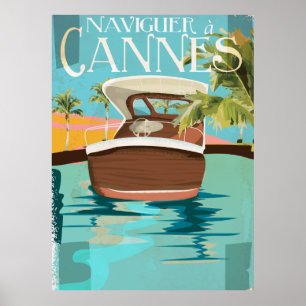 zeilen naar Cannes Oude Reisposter Poster