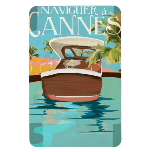 zeilen naar Cannes Vintage Reisposter Magneet (Verticaal)