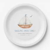 Zeilen naar één nautische verjaardag papieren bordje (Voorkant)