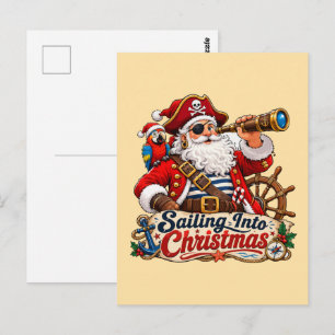 Zeilen naar Kerstmis Piraat Sinterklaas Briefkaart