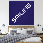 ZEILEN Nautisch Wit Slant Tekst op Navy Blue Canvas Afdruk (Insitu (Slaapkamer))