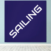 ZEILEN Nautisch Wit Slant Tekst op Navy Blue Canvas Afdruk (Insitu (Houten vloer))
