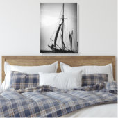 Zeilen op Aruba in zwart-wit (portret) Canvas Afdruk (Insitu (Slaapkamer))