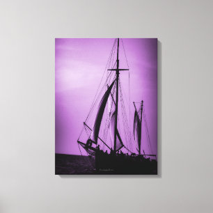 Zeilen op Aruba Schemering in Paarse Nevel (portre Canvas Afdruk