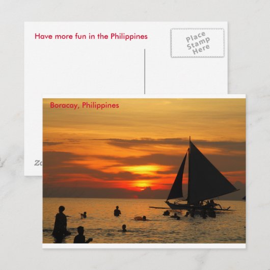 Zeilen op Boracay Sunset Briefkaart (Voorkant / Achterkant)