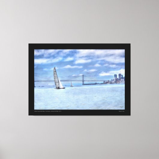 Zeilen op de Bay Bridge Canvas Afdruk (Voorkant)