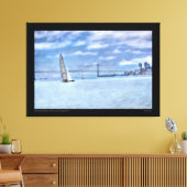 Zeilen op de Bay Bridge Canvas Afdruk (Insitu (Woonkamer))