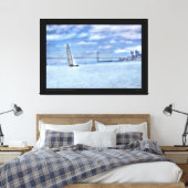 Zeilen op de Bay Bridge Canvas Afdruk (Insitu (Slaapkamer))