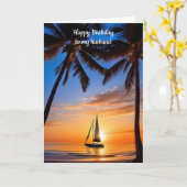 Zeilen op de verjaardag van de zonsondergang kaart (Gele Bloem)